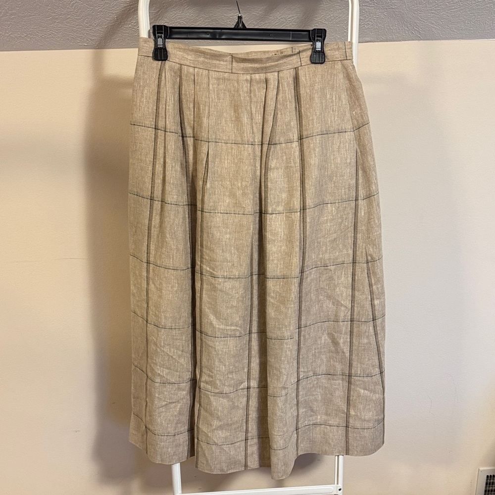 Moygashel vintage Irish linen windowpane plaid skirt